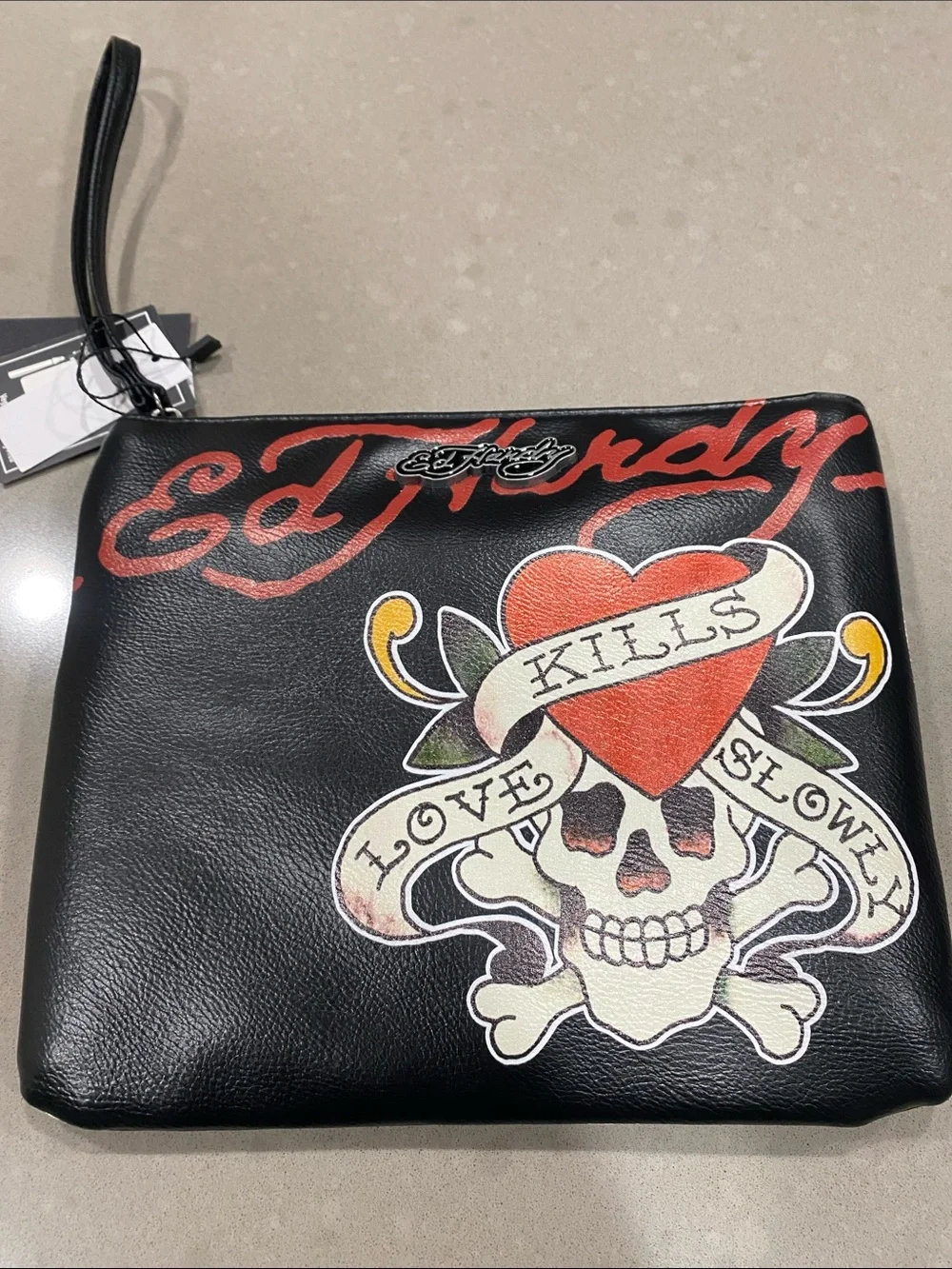 NWT ed hardy love kills wristlet bag purse tattoo